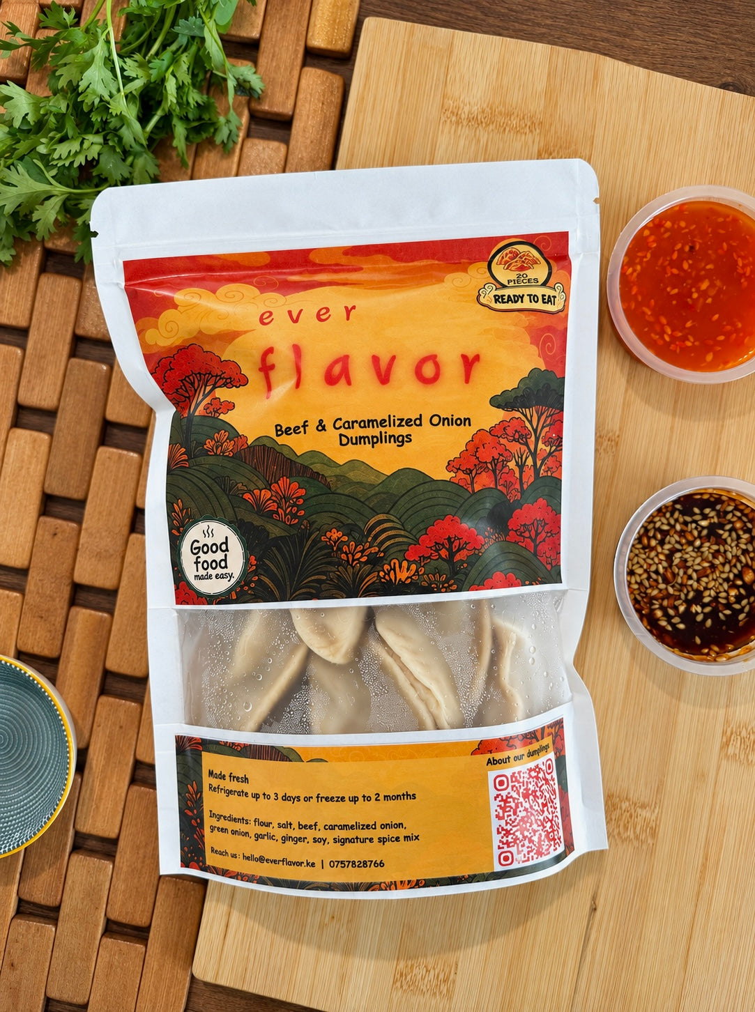 Ready-to-Eat Beef & Caramelized Onion Dumplings (20 pieces) + FREE Sauce